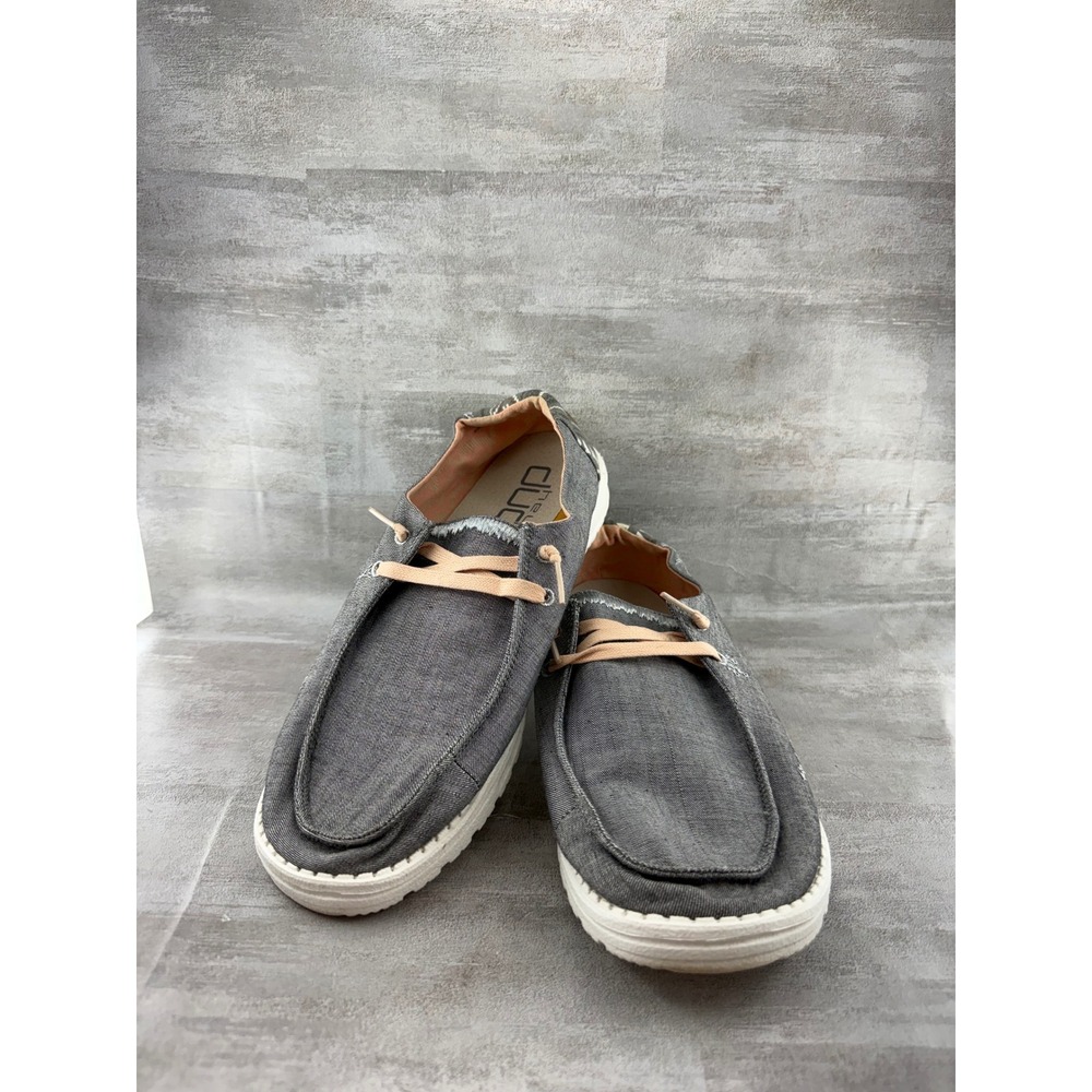 Hey Dude Wendy Boho Grey Textile Slip On Loafer Moccasins Women Sz 12 121413238
